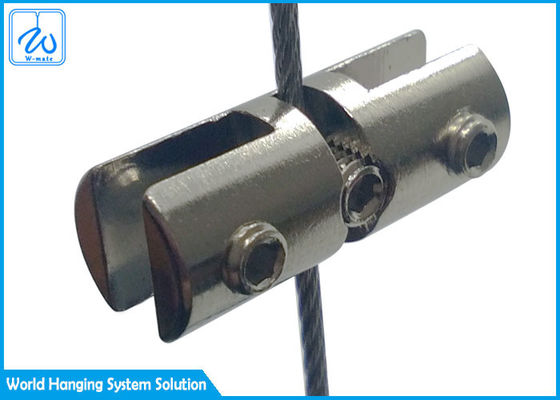 कस्टम डिस्प्ले डिज़ाइन आर्ट केबल हैंगिंग सिस्टम ग्लास साइड क्लैंप सिल्वर में